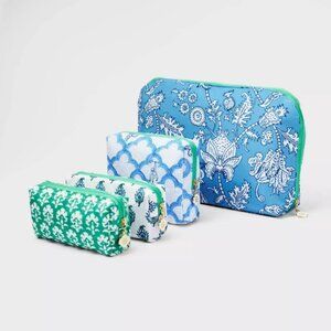 NWT 4pc Floral Vines Multi-Purpose Pouch Set Blue - Roller Rabbit x Target